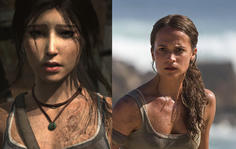 lara croft tomb raider alicia vikander comparacao jogo e cinema